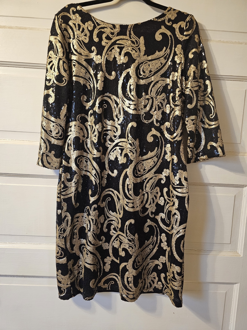 River Island Black & Gold Sequin Midi Dress Size 18